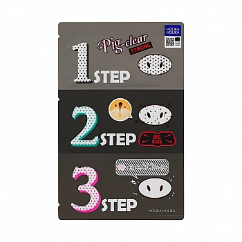 Набор для очищения кожи от черных точек 6 шт Pig Clear Black Head 3 Step Kit Strong
