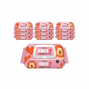 Влажные салфетки для детской гигиены Only7 PinkFong Wet Wipes Premier 75