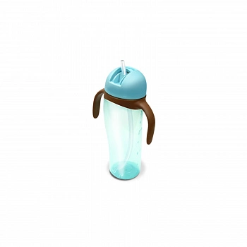 Большая бутылочка в форме пингвина (голубая) Large Straw Penguin Cup (Blue)