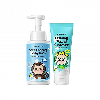Детская пенка для душа + Крем-пенка для умывания KIDS Soft Foaming Body Wash & Creamy Facial Cleanser